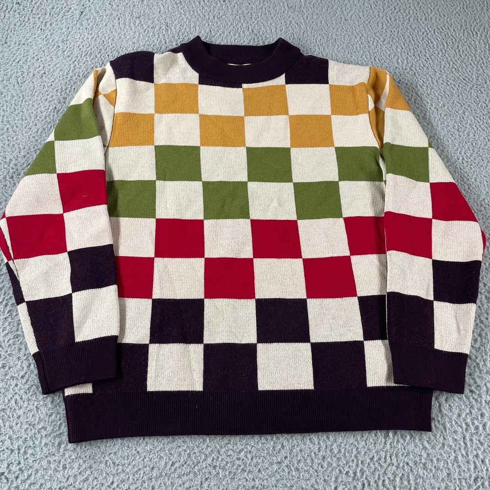 Hippy Feet Checkered Pullover Sweater 70s Inspired Fits Size Small Unisex
